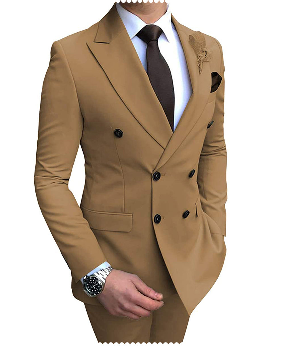 Elegant Men's Suits 2-Piece Set Double Breasted Jacket Business Casual Suit Coa image 1