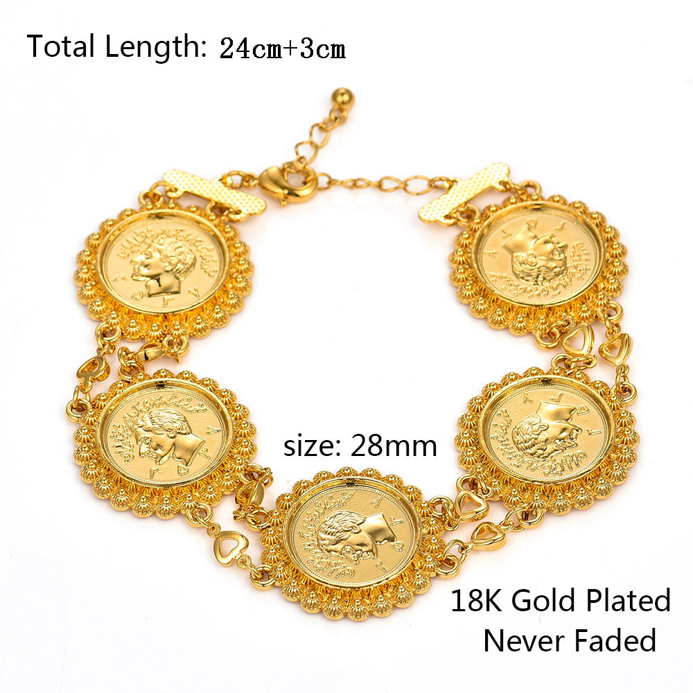 Gold Color Money Coin Bracelet Islamic Muslim Arab Coins Necklace for Women Men image 7