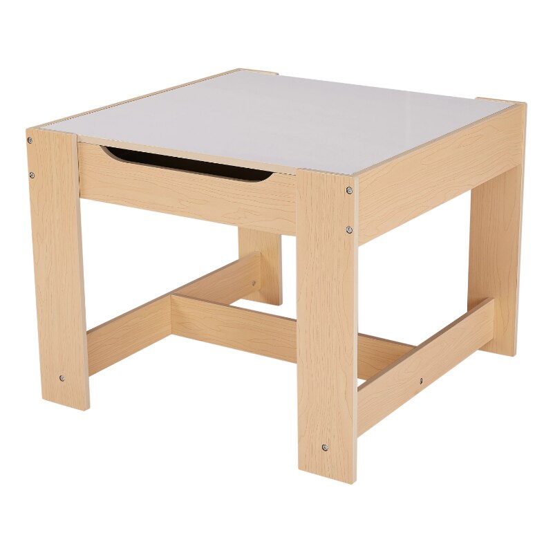 Senda Kids Wooden Storage Table and Chairs Set, Natural Color, Melamine, 3 Piece image 1