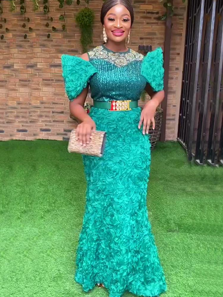 Plus Size Evening Dresses for Women African Luxury Sequin Gown Elegant Turkey W image 1