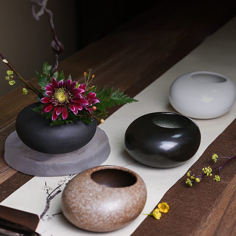 Ceramic Small Water Drop Flower Pot Vase Device Zen Tea Table Desktop Japanese image 0