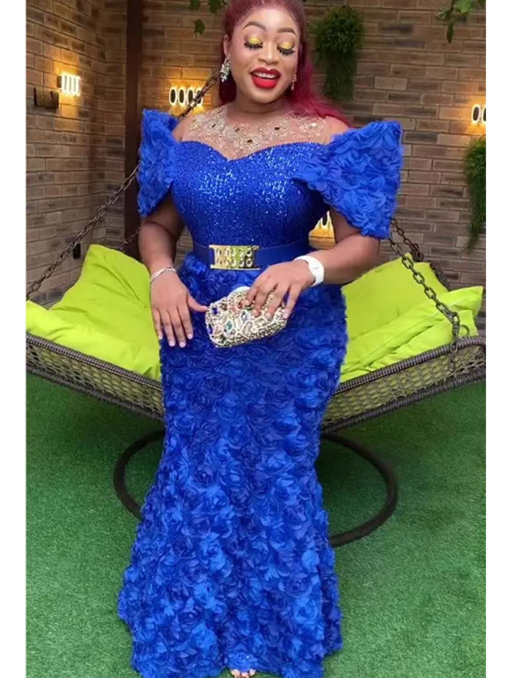 Plus Size Evening Dresses for Women African Luxury Sequin Gown Elegant Turkey W image 4