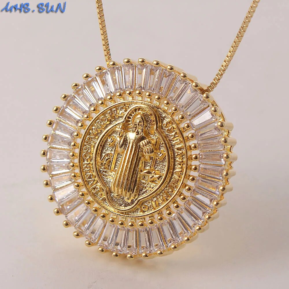 MHS.SUN Fashion Women Cubic Zircon Jewelry Gold/Silver Color Religion Jesus Pen image 1