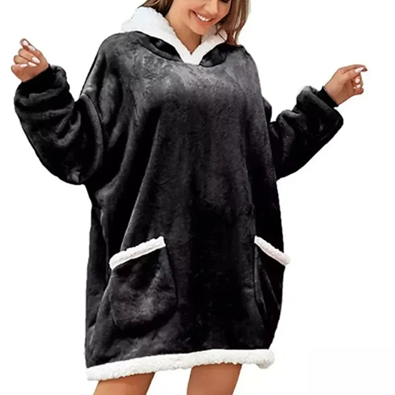 Winter Hoodies Sweatshirt Women Men Pullover Fleece Giant TV Oversized Blanket image 1