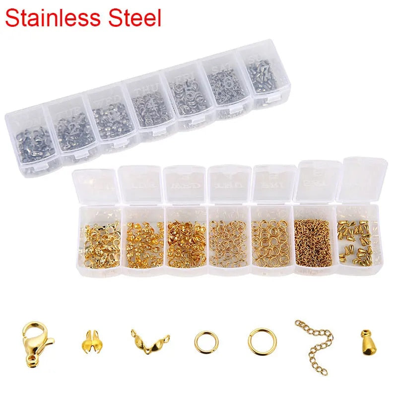 Stainless Steel Lobster Clasps Jump Rings Necklace Making Gold Color Extender C image 1