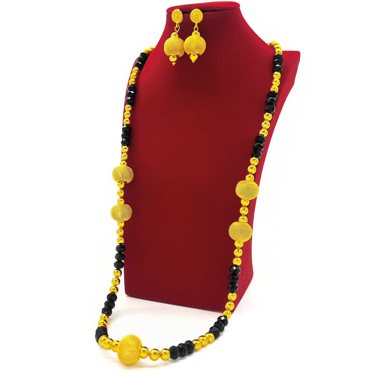 Fashion Dubai Luxury 24k Gold Color Long Chain Bead Jewelry Set For Women Arab image 6