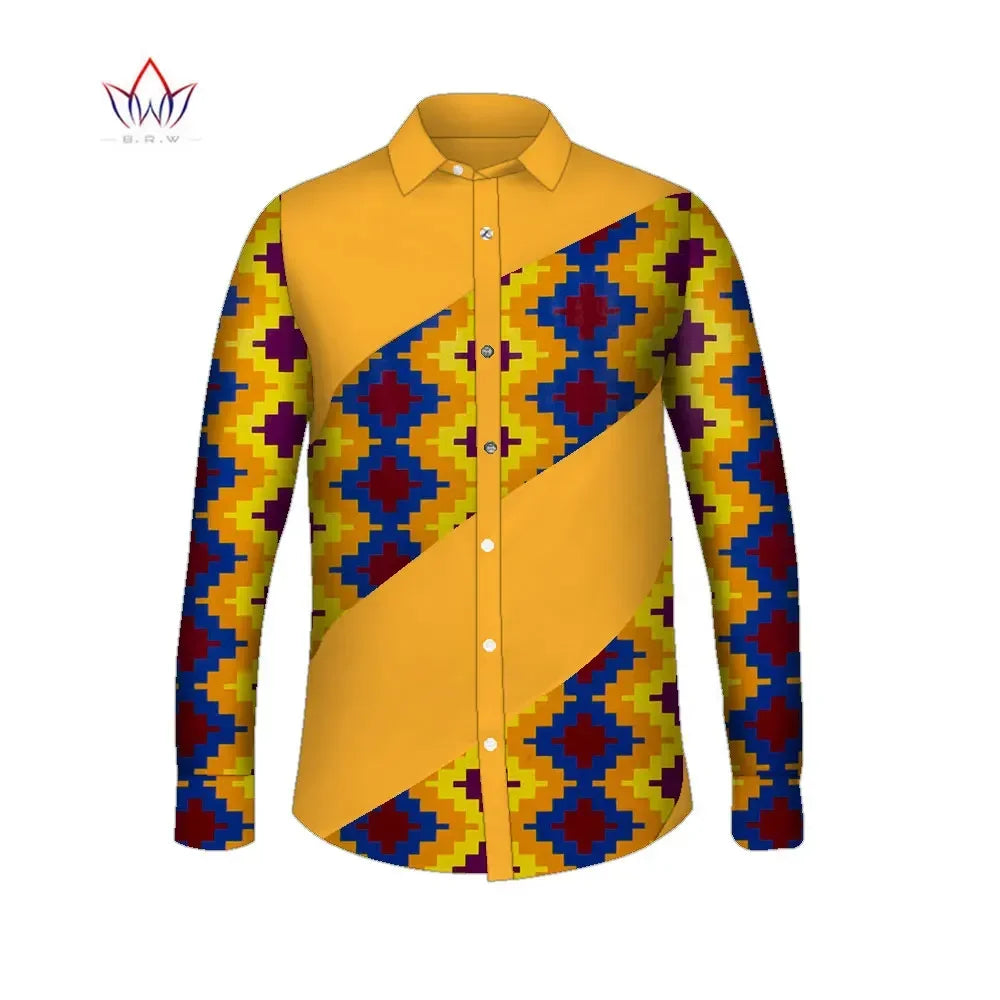 African Men Clothing Dashiki Men Lapel Top Shirt Bazin Riche African Men Clothe image 0