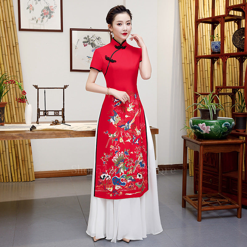 Vietnam Woman Retro Ao Dai Elegant Phoenix Chinese Style Cheongsam Vintage Fest image 2