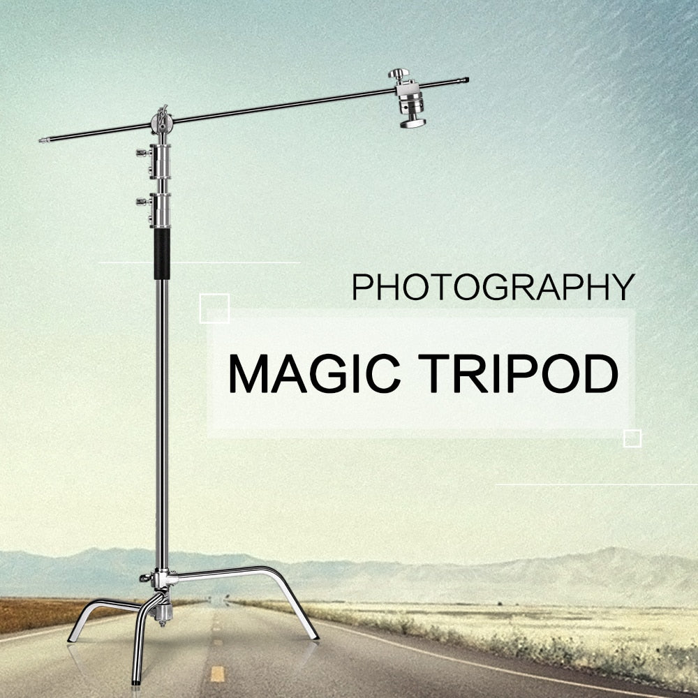 2.6M/8.5FT Stainless Steel Century Foldable Light Stand Tripod Magic Leg Photog image 8