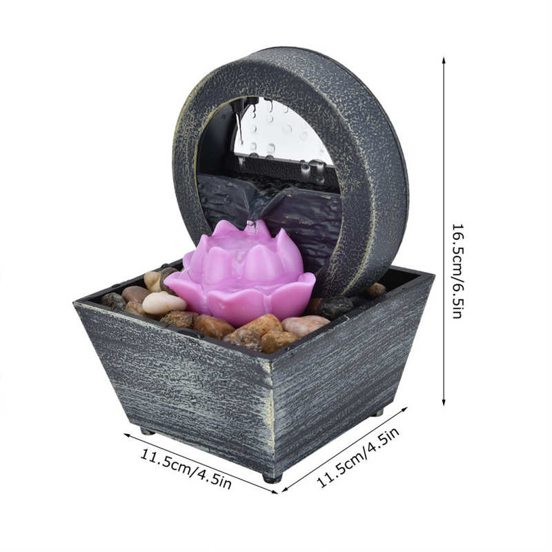 3V USB Plastic Flower Water Fountain LED Tabletop Fountain with Stones for Home image 5