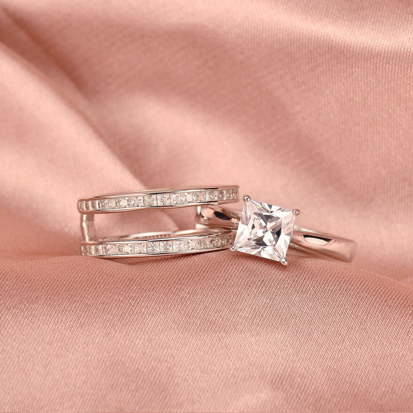 Wuziwen Yellow Rose Gold Protection Enhanced Wedding Rings for Women 925 image 4