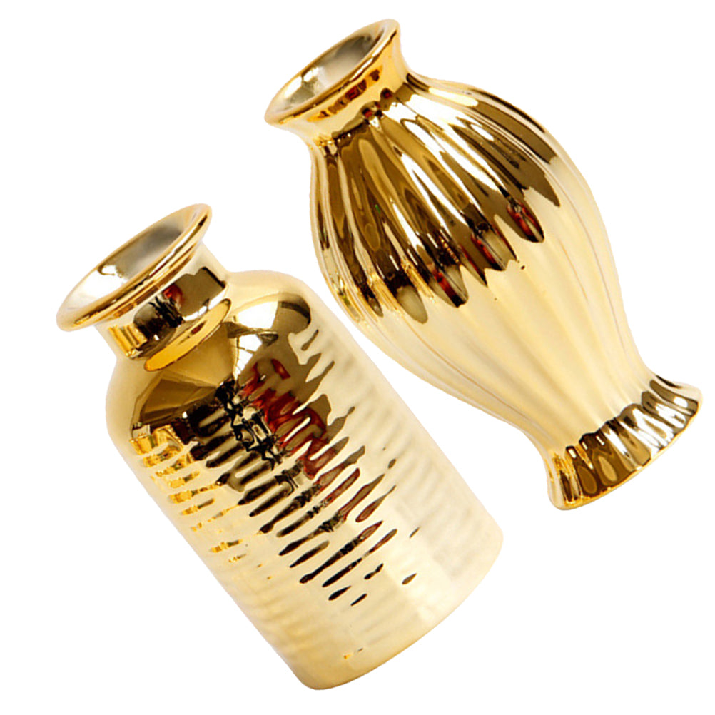 2 Pcs Floor Trim Small Golden Vase Window Flower Mini Vases Bulk Big Outdoor Eu image 4