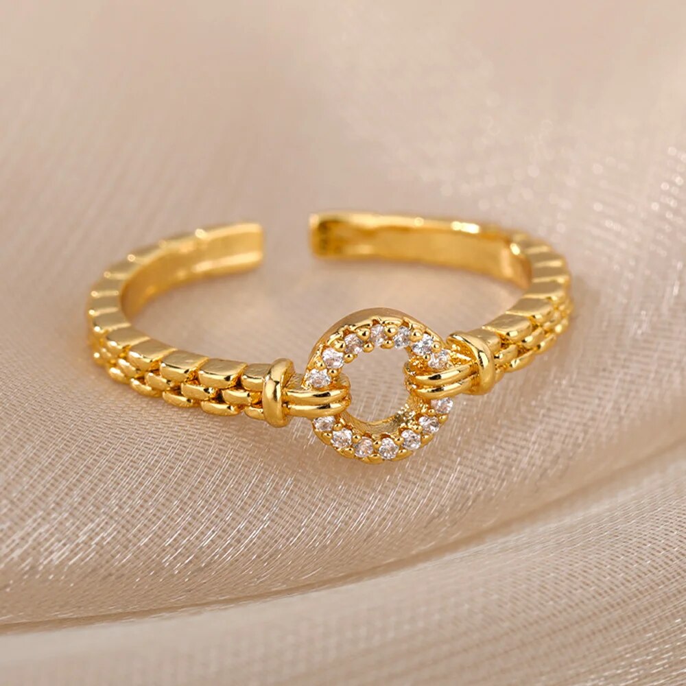 Stainless Steel Rings for Women Aesthetic Sunflower Gold Plated Wedding Couple image 42