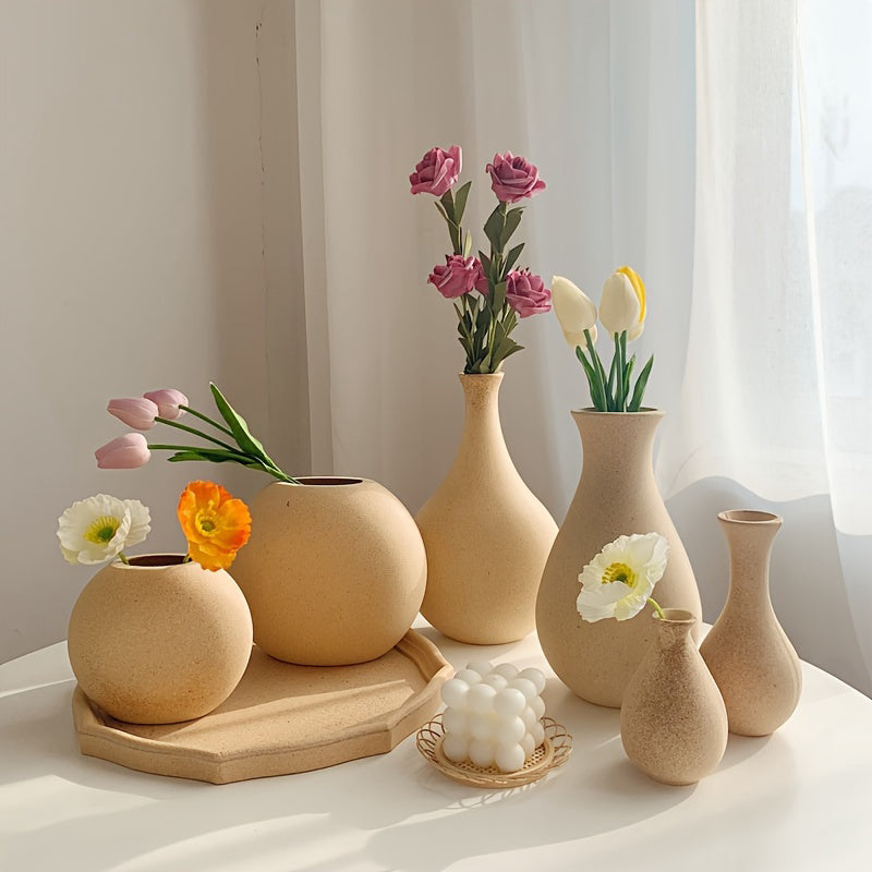 Ins Style Wooden Small Vase Natural Solid Wood Flower Vases Home Office Table A image 7