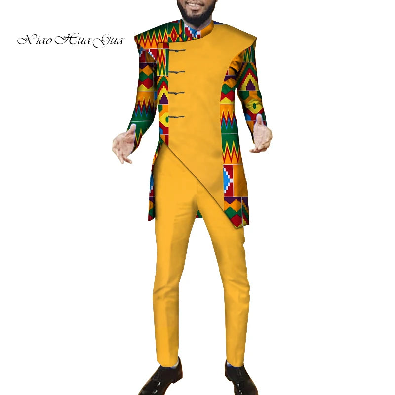 African Men Suits Sets Tops+Trousers Fashion Printing African Clothes for Men F image 2