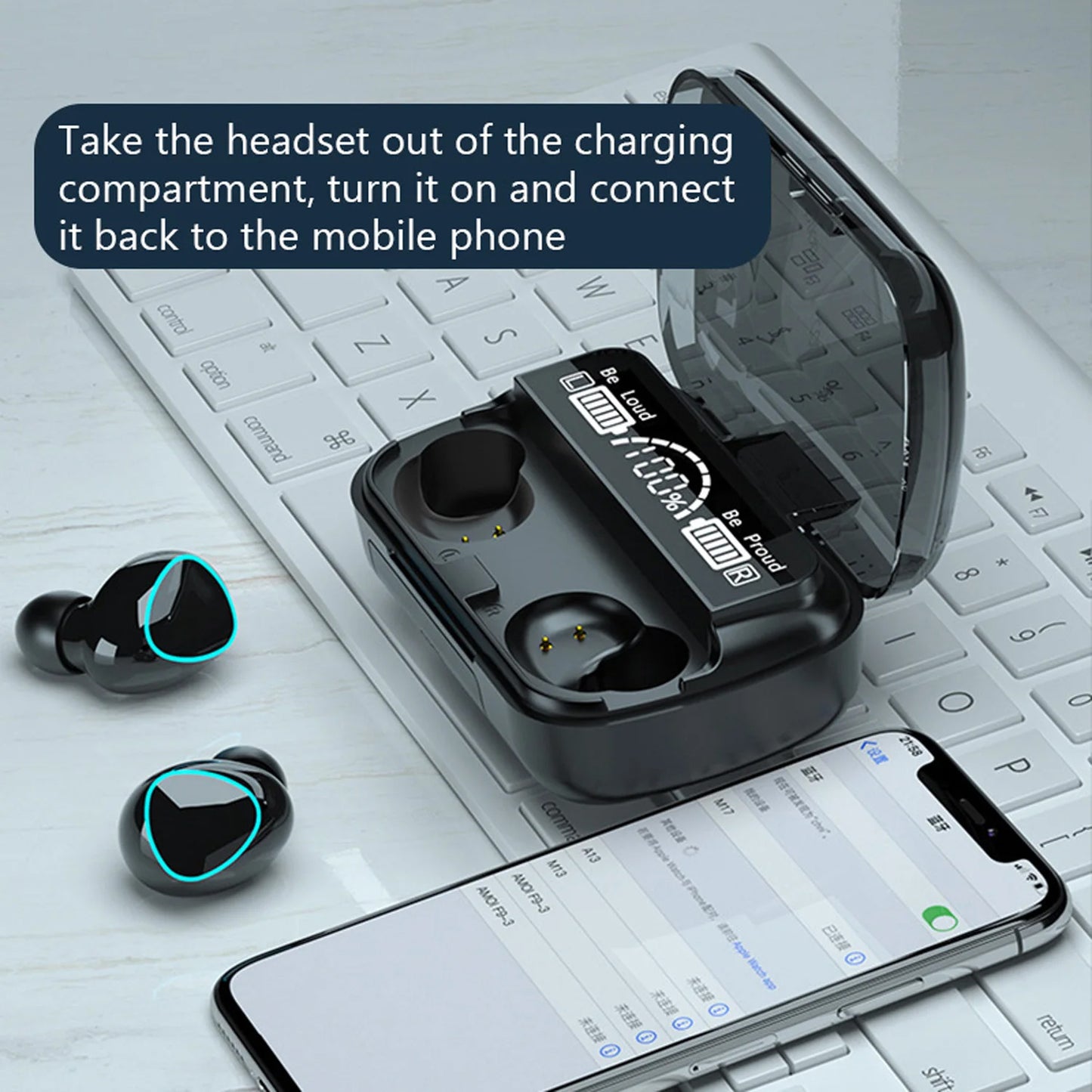 TWS M10 Wireless Bluetooth Headphones LED Display 3500mah Charging Box 9D Stere image 5
