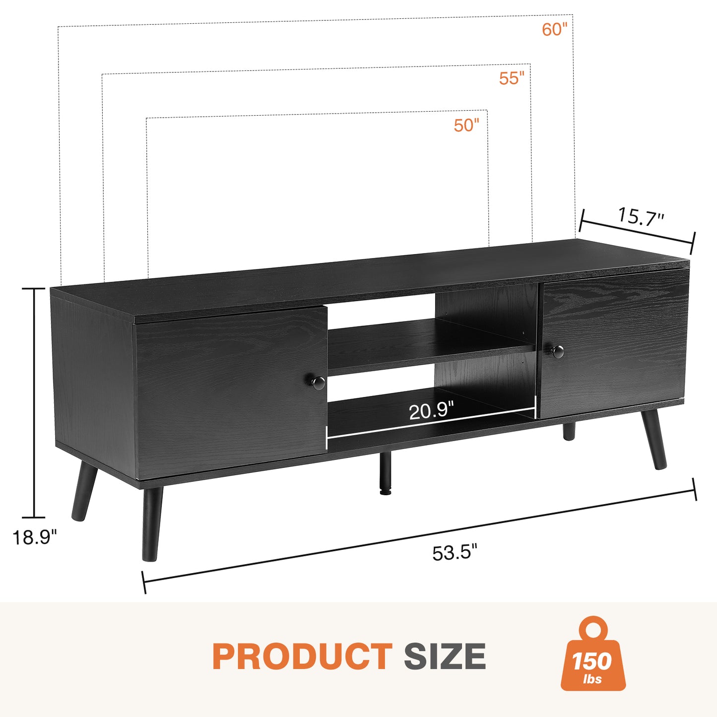 JHK Wooden Stand For Up To 60 Inch TV Entertainment Center For Living Room/Bedr image 3