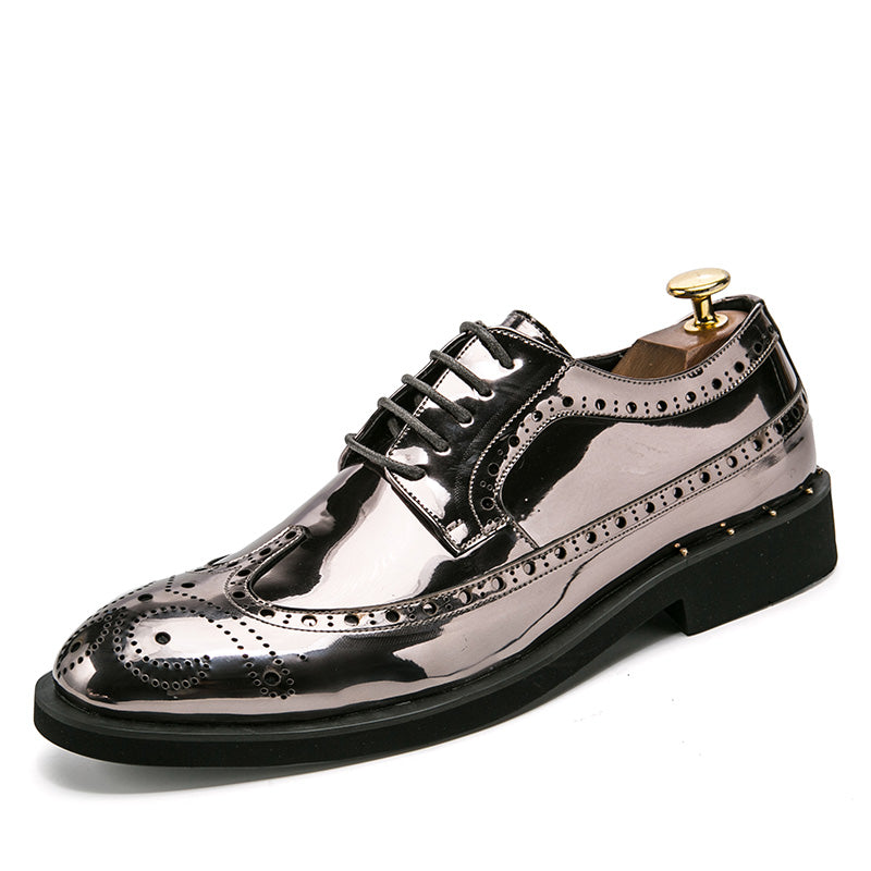 Brand Men Dress Shoes gold Glitter Men Formal Shoes Moccasins Italian Leather L image 3