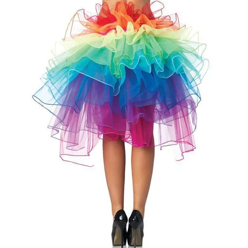 Women's Layered Rainbow Bustle Skirt Dance Tulle Tutu Skirt for Clubwear Carniv image 1
