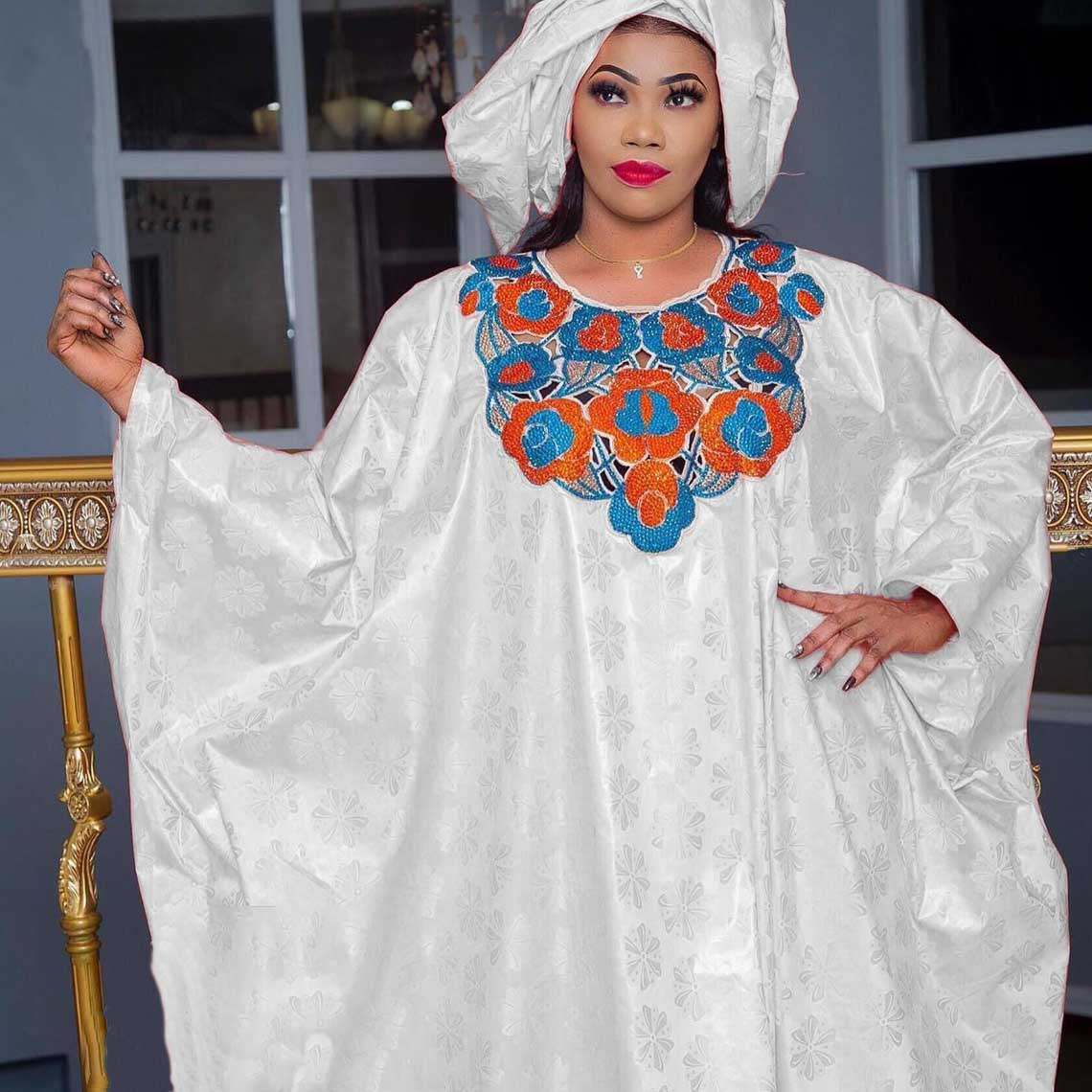 Original Bazin Riche Long Dresses For African Women Party Traditional Wedding F image 4