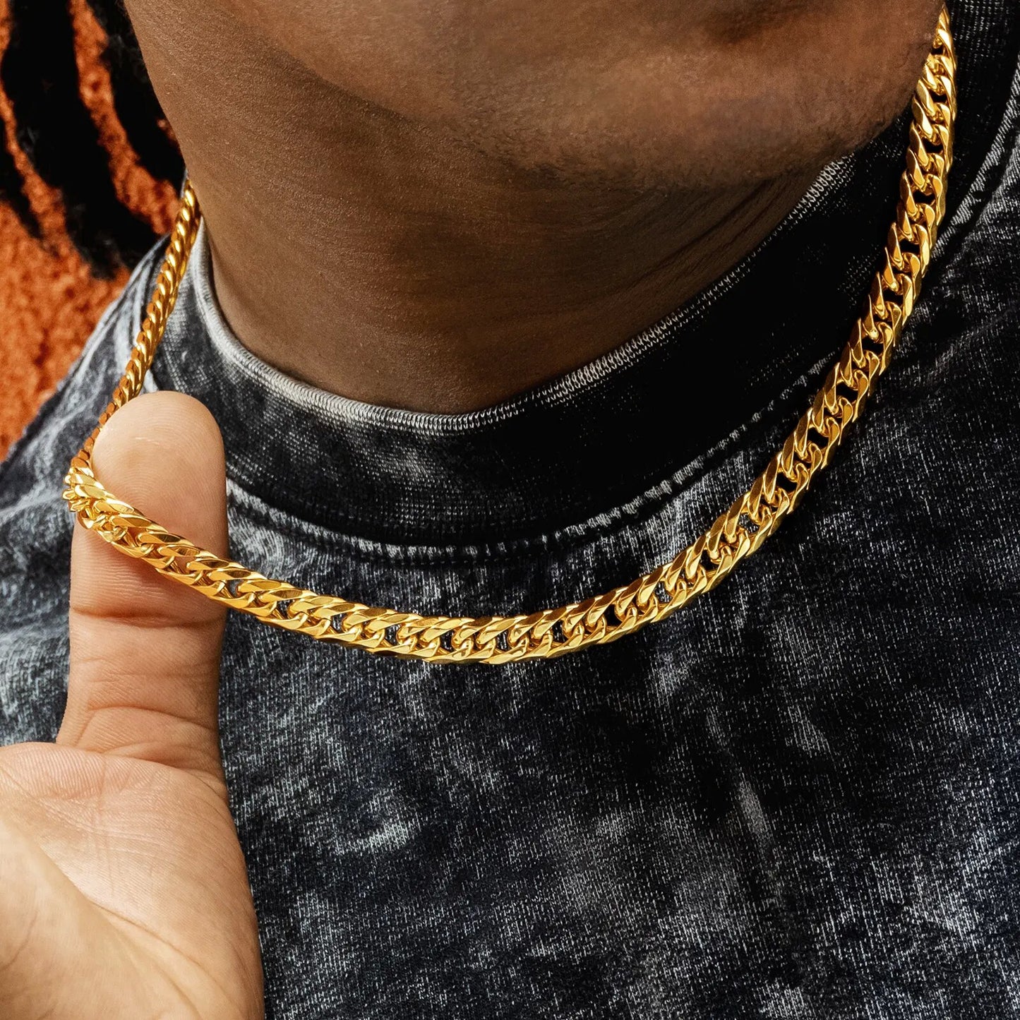 18k Gold Plated Mens Curb Cuban Link Chain Necklaces 316L Stainless Steel Brace image 8
