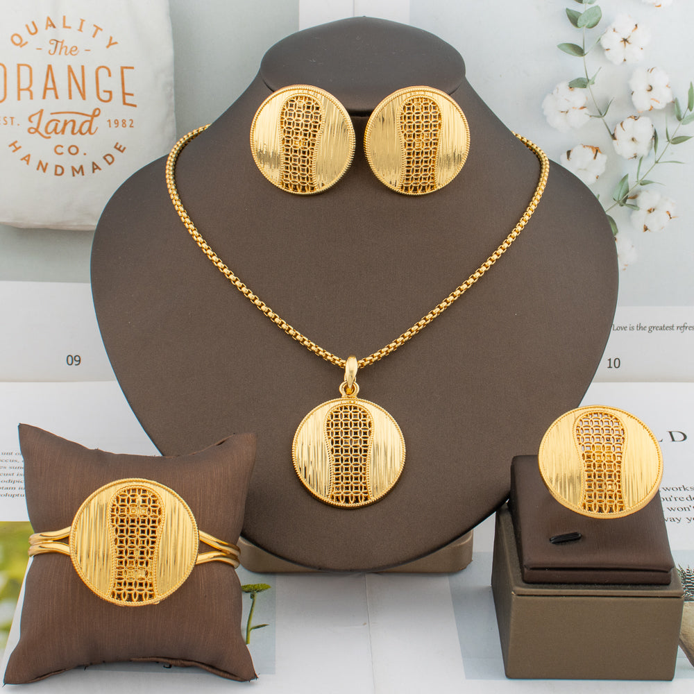 Dubai Gold Color Jewelry Sets 18K African Map Design Chain Wedding Women Ladies image 3