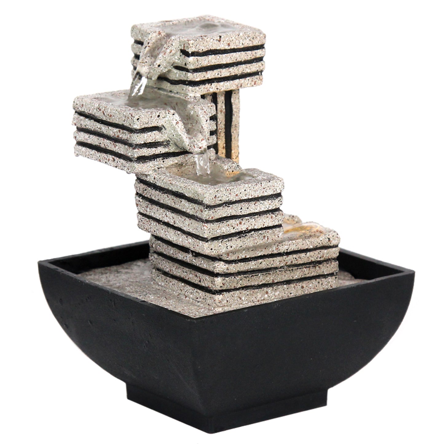 4 Tiers Indoor Water Fountain Tabletop Fountain Waterfall with Scene Lights for image 2