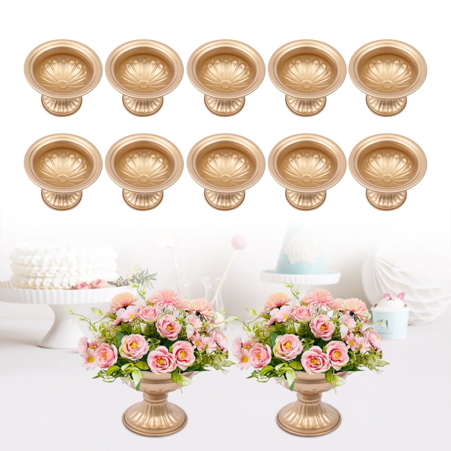 10pcs Baking Lacquer DIY Flower Trumpet Vase Tabletop Wedding Party Centerpiece image 2