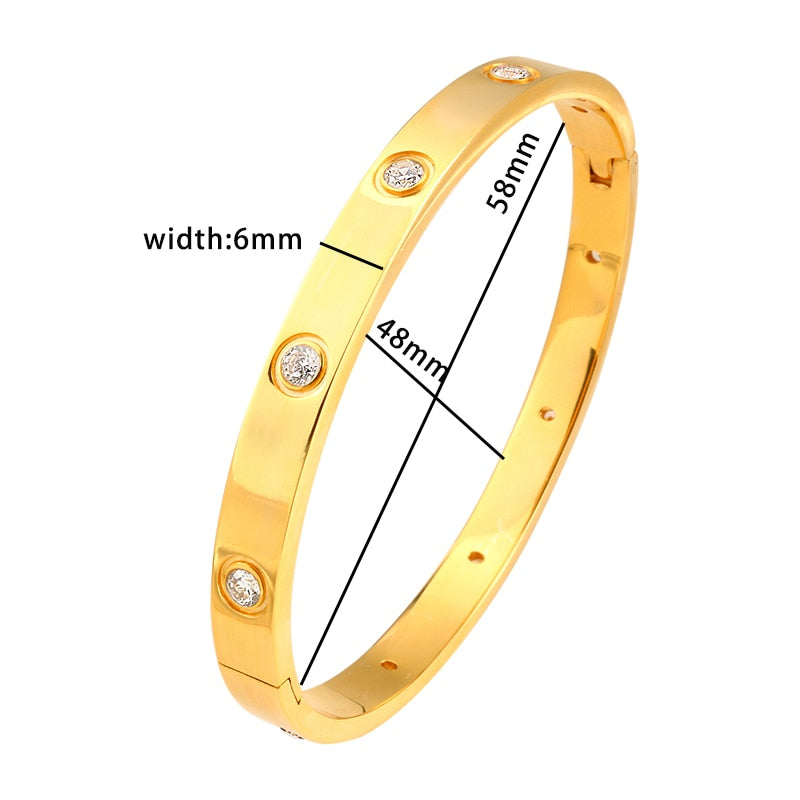 Stainless Steel Golden Color Beautiful Lovers Cubic Zirconia Bracelets Bangles image 12