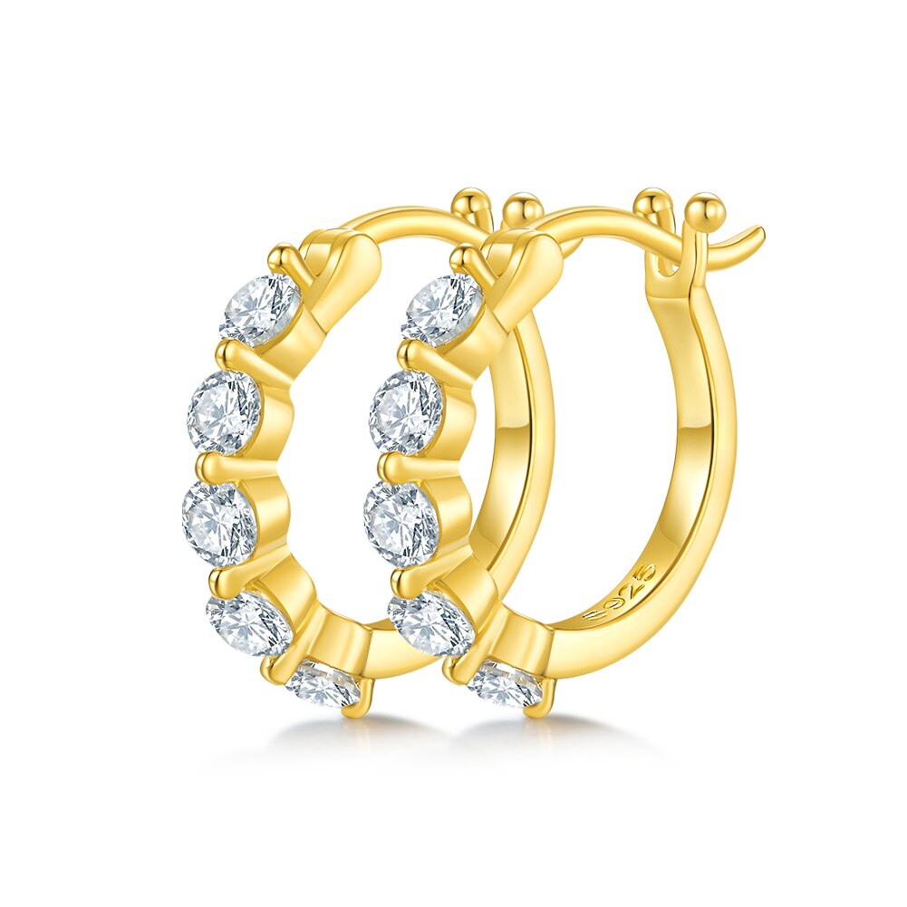 GEM'S BALLET 925 Sterling Silver Moissanite Hoop Earrings 14k Gold Earrings, Hy image 1