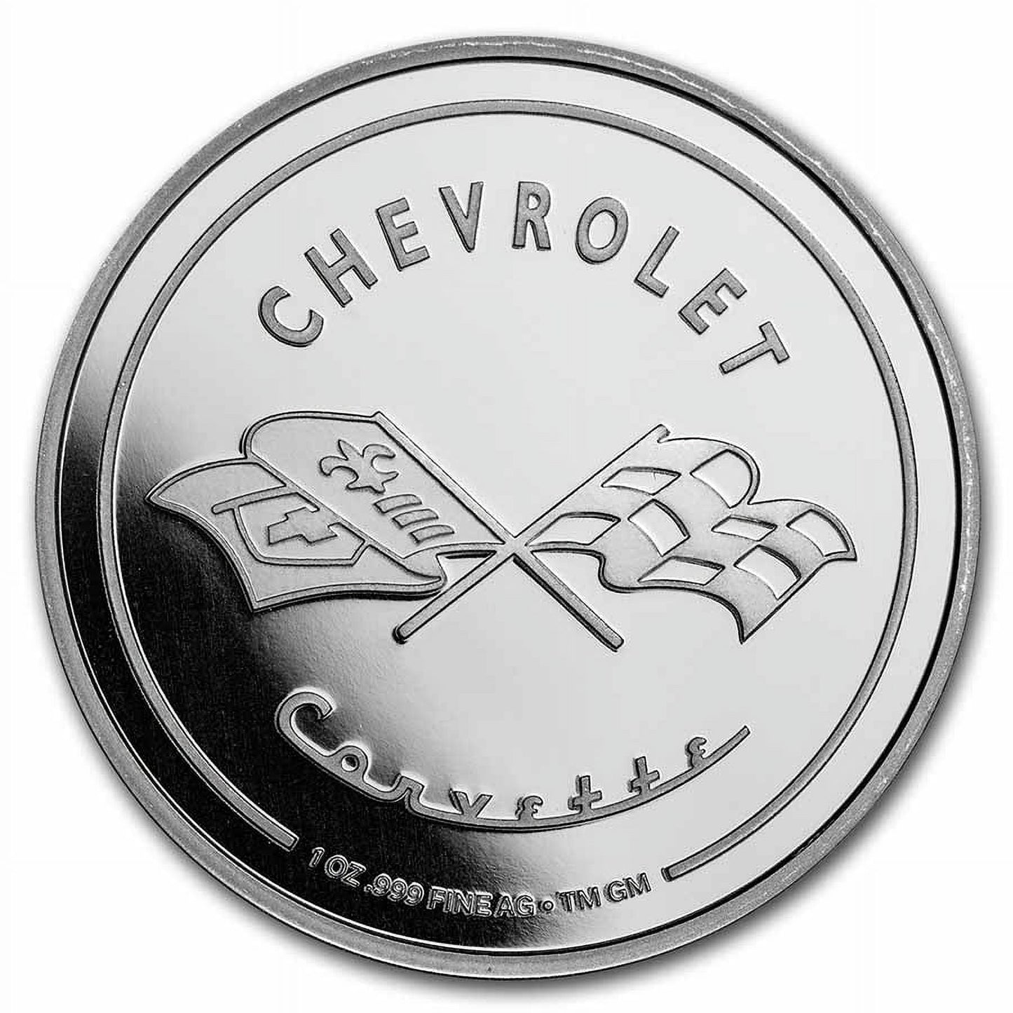 Corvette 1 oz Silver Classic Emblem Flags & Script image 1