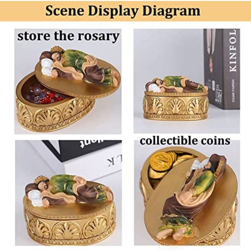 Golden Sleeping St Joseph Statue Rosary Boxes Sleeping St Joseph Statues image 10