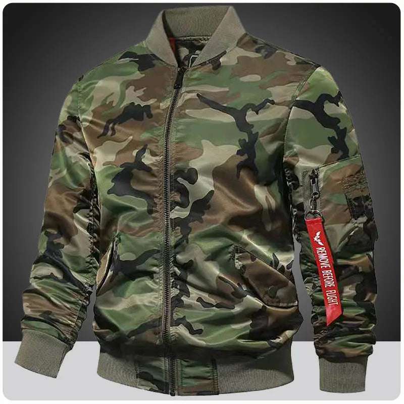 Men's Spring Fall Lightweight Camouflage Bomber Jacket Windbreaker Softshell Va image 0