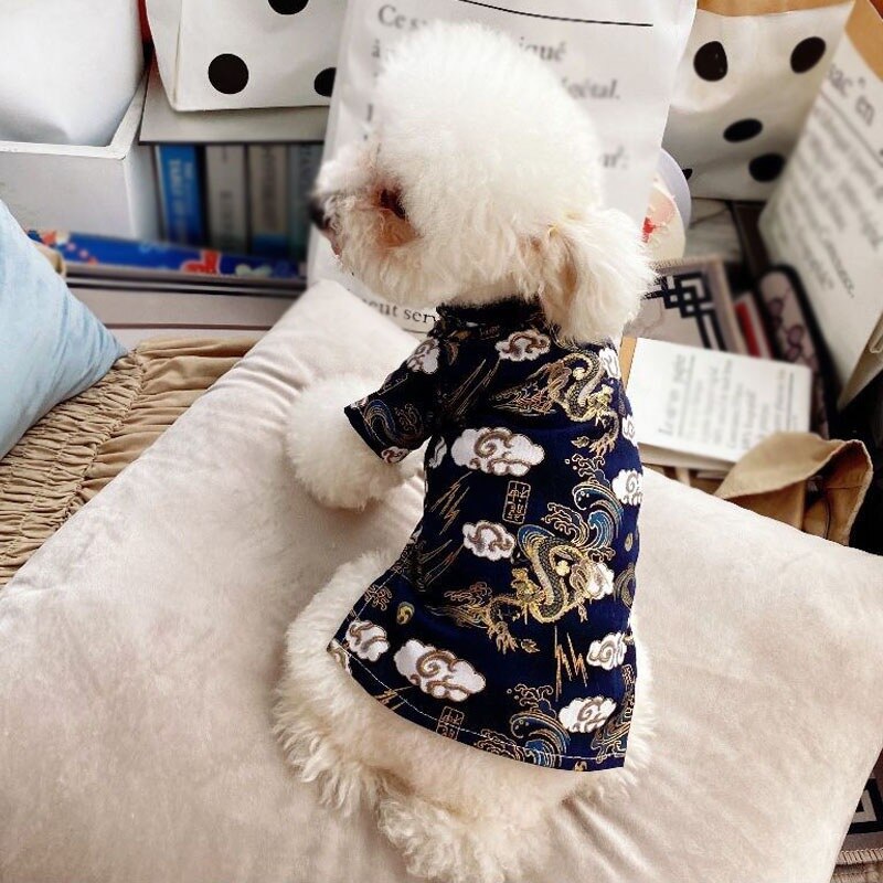 Chaqueta cálida de invierno para perro, ropa bordada de estilo chino para cachorro, Año Nuevo