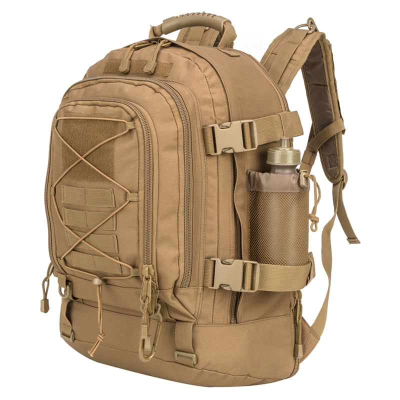 Mochila táctica militar Molle de 60 litros para hombre, ideal para senderismo, escalada y actividades al aire libre.