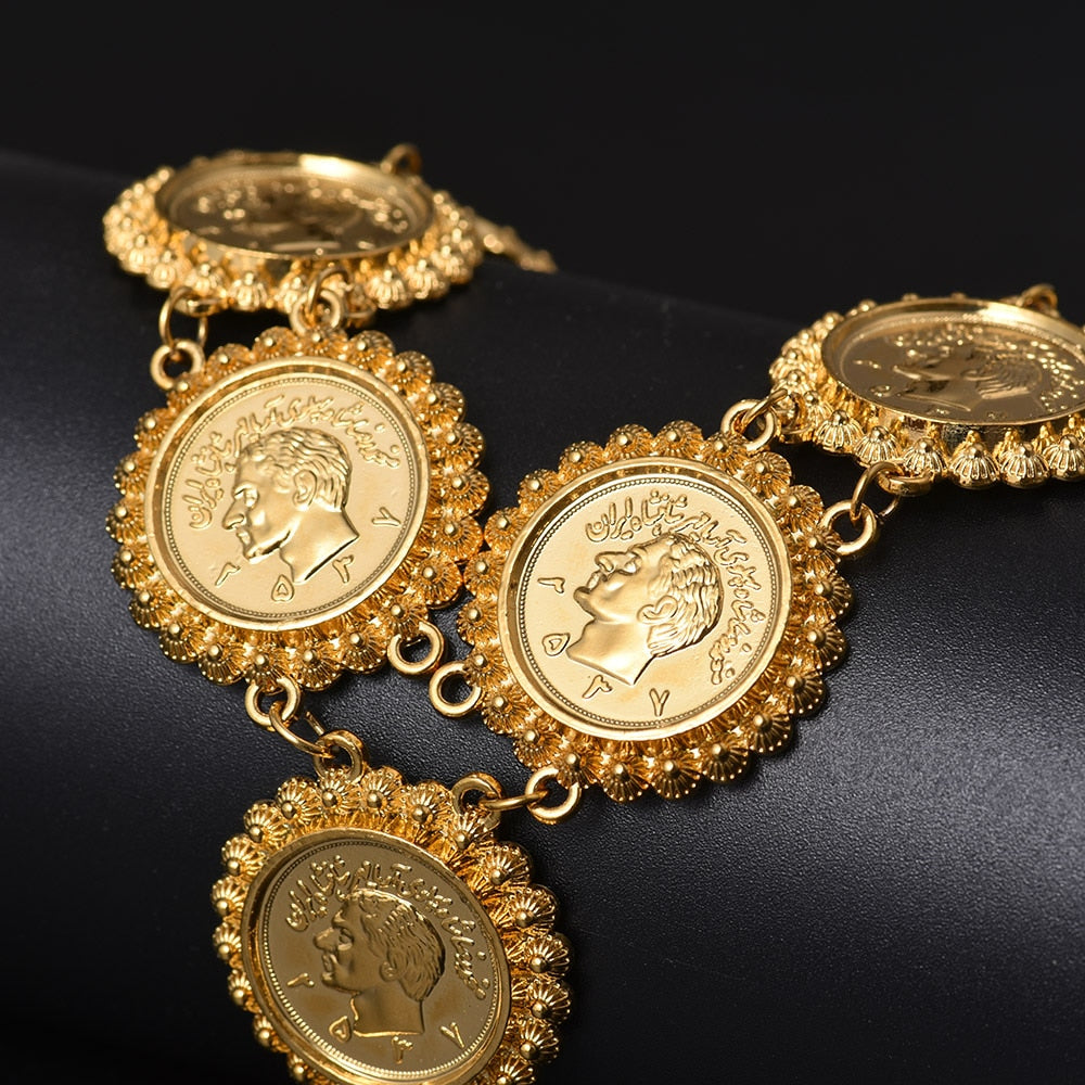 NUEVO collar musulmán de Alá con moneda árabe para mujer, color dorado árabe