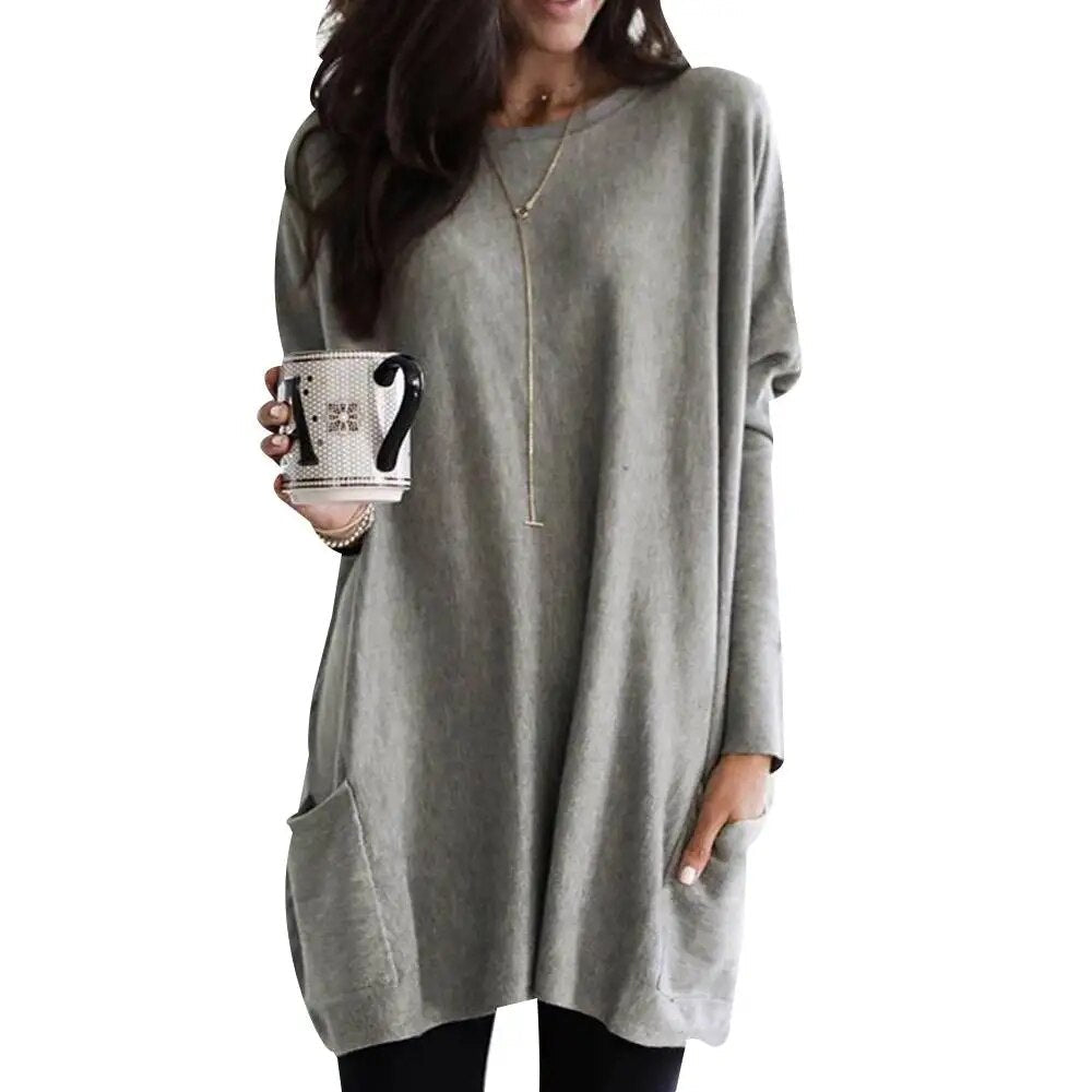 Tops de mujer de talla grande Otoño 2023 Camiseta básica de manga larga Camiseta informal de gran tamaño
