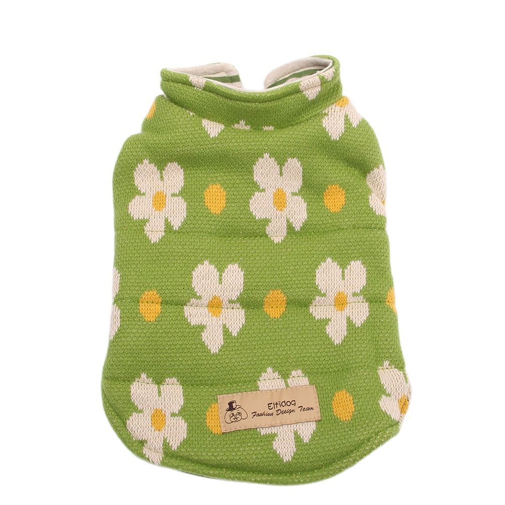 Chaqueta de punto para perro y gato, reversible, con diseño de flores, cortavientos para cachorro, para invierno