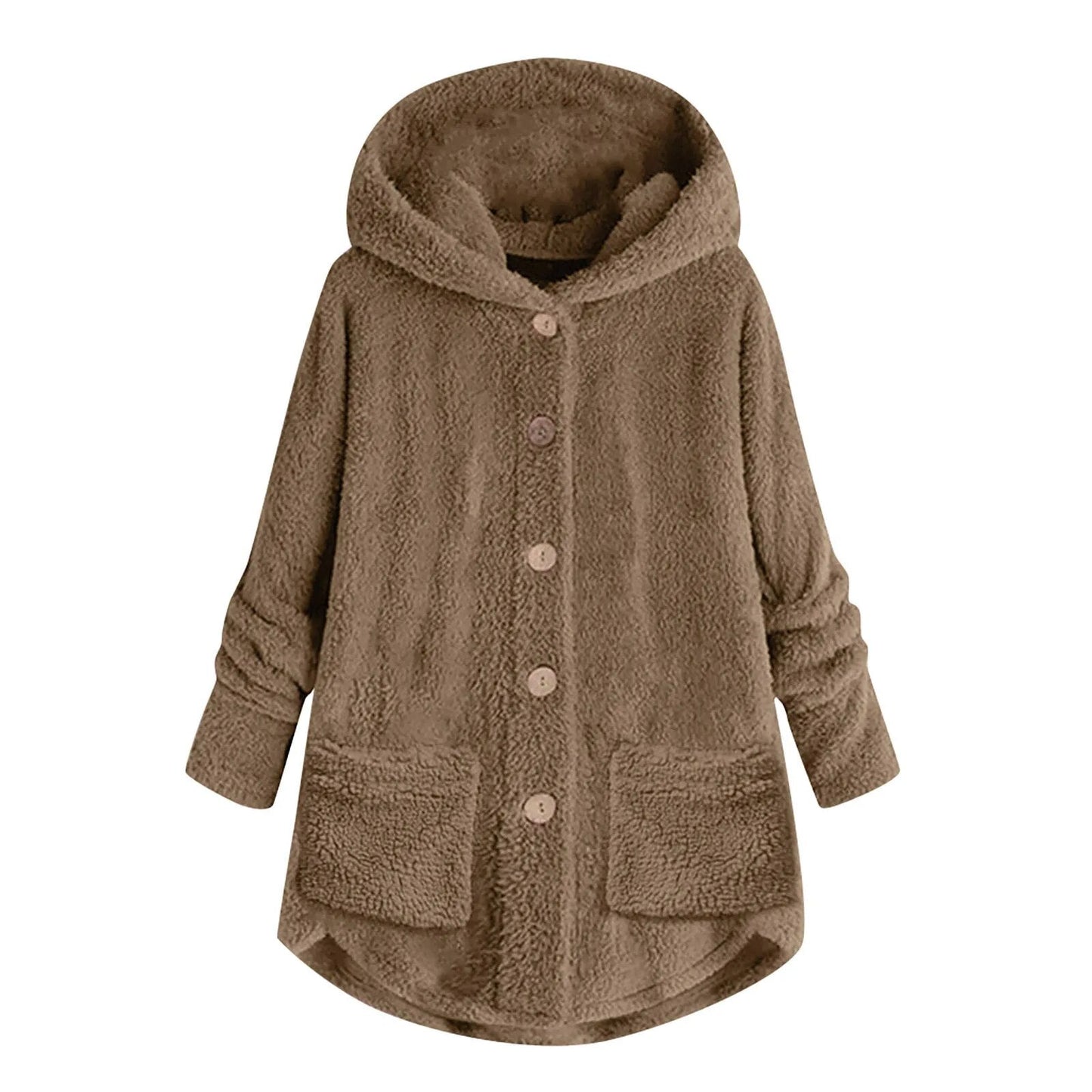 Suéter de invierno de felpa con bolsillo y manga larga para mujer, con orejas de gato, talla grande