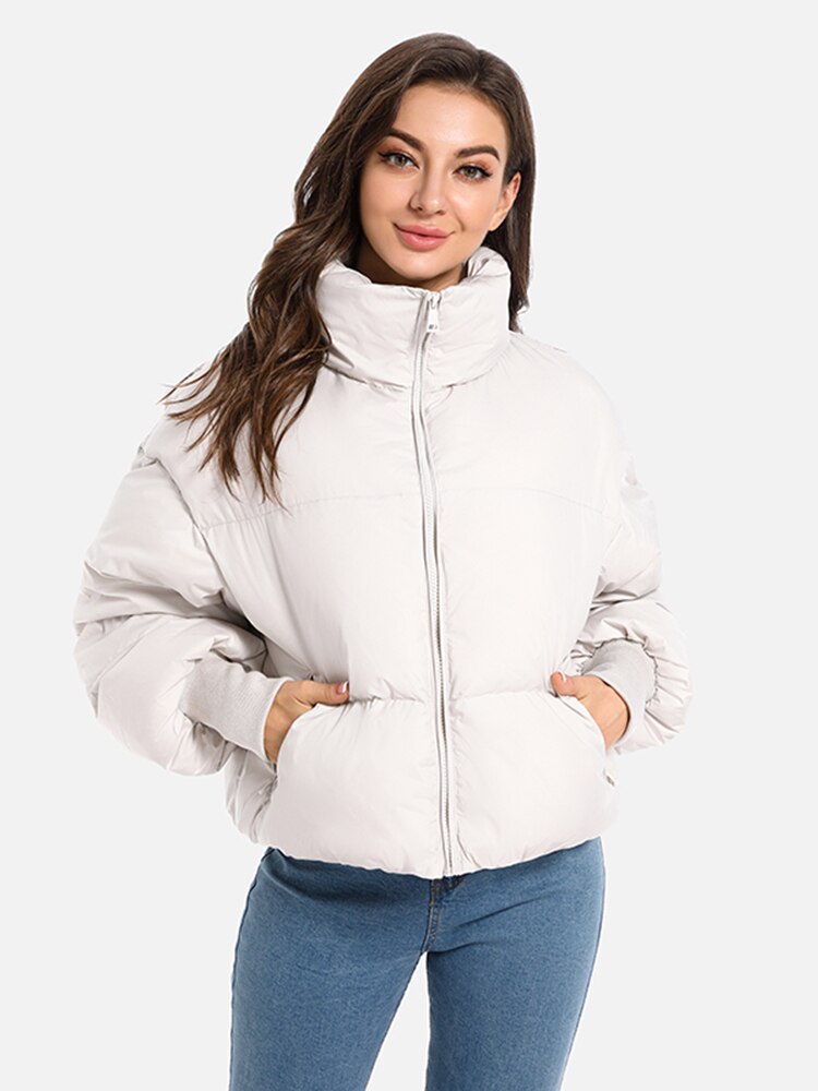 Chaqueta acolchada de invierno Orolay para mujer con solapa corta y bolsillos