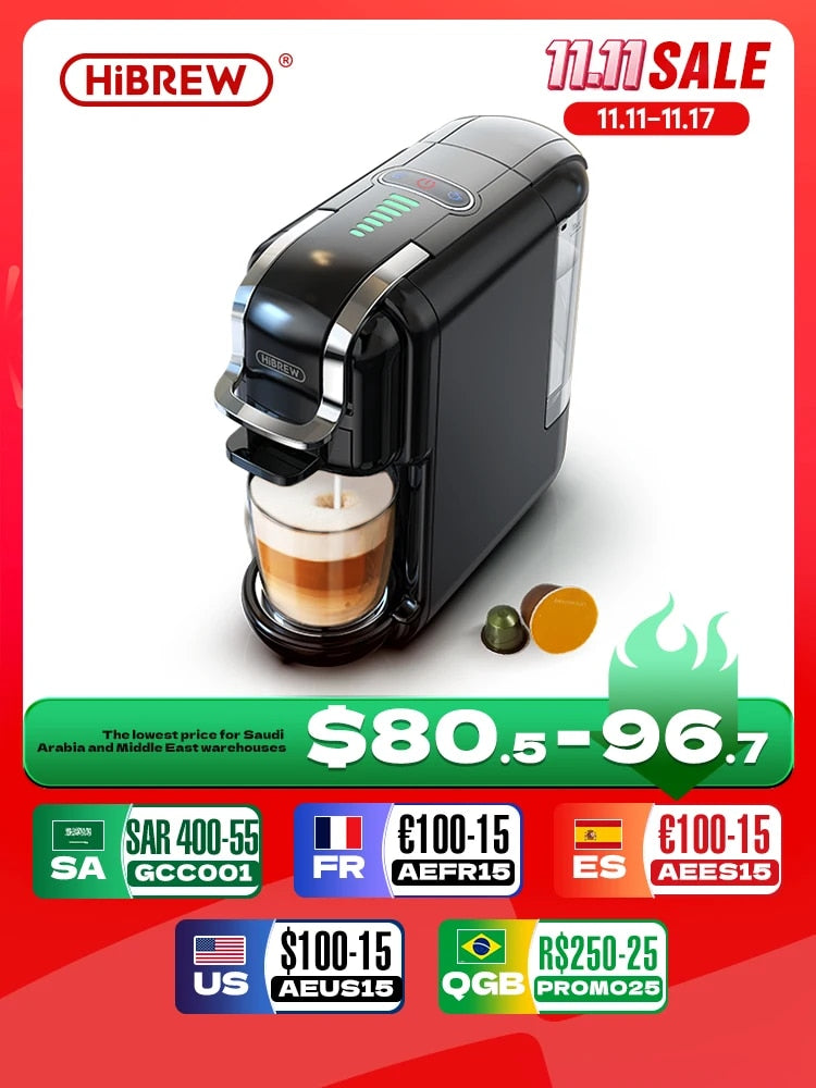 Cafetera de cápsulas múltiples HiBREW, leche Dolce Gusto caliente/fría, cápsula Nespresso