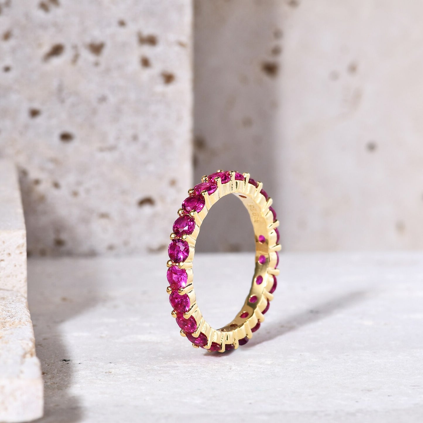 GEM'S BALLET 925 Sterling Silver 18K Gold-filled Gemstone Eternity Band Ring image 6