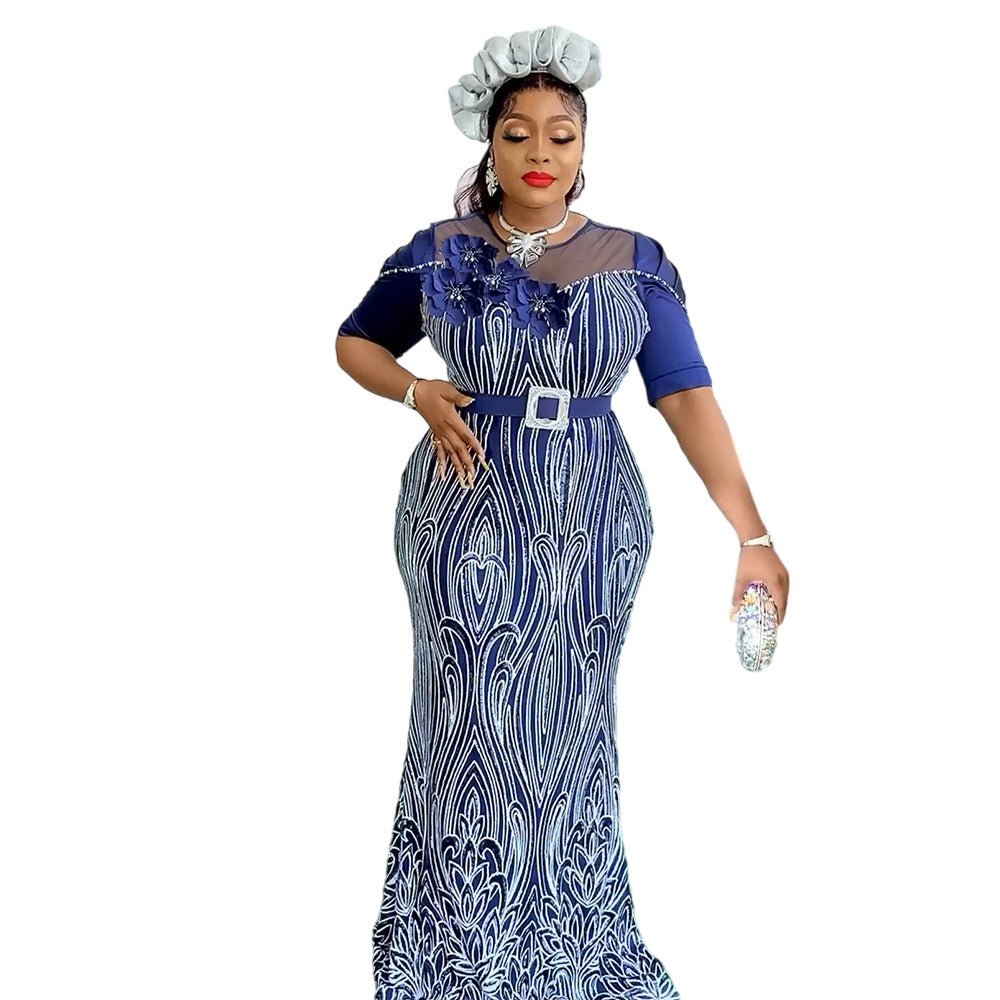 Plus Size African Party Dresses for Women Dashiki Ankara Sequin Wedding Evening image 1