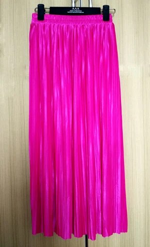 Silver Gold Pleated Skirt Womens Vintage High Waist Skirt 2023 Winter Long Warm image 2