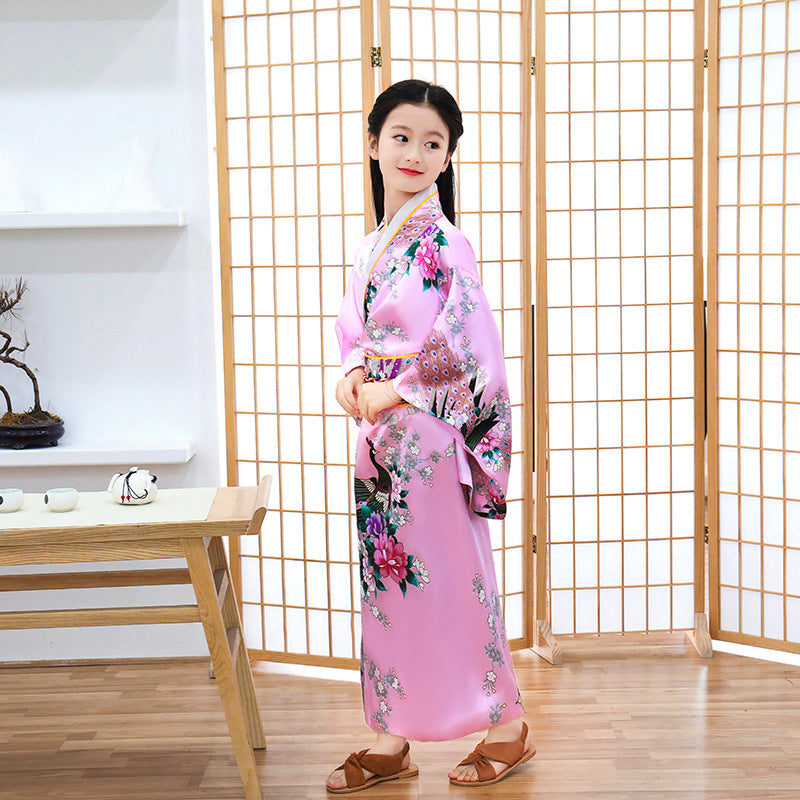 Girls Traditional Kimono Kids Original Ao Dai Yukata Wedding Dress Japanese Yuk image 9