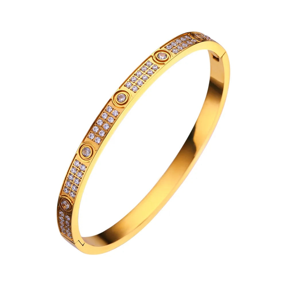 2023 New Design Gold Color Zircon And Cross Nut Nail Bracelet Gold & Bangle For image 4