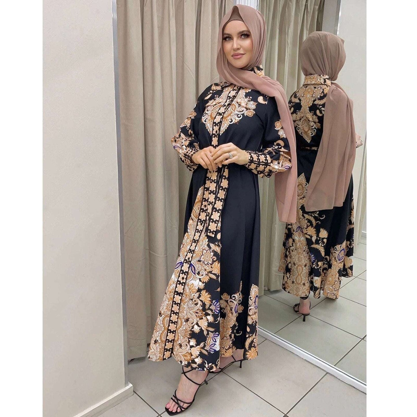 Ramadan Muslim Long Dress Dubai African Maxi Dresses Elegant Hijab Dress Women image 2
