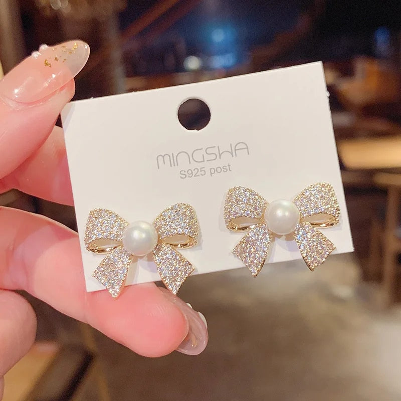 Zircon Wheat Tassel Pendant Gold Color U-shaped Earrings for Women 2023 New Fas image 12