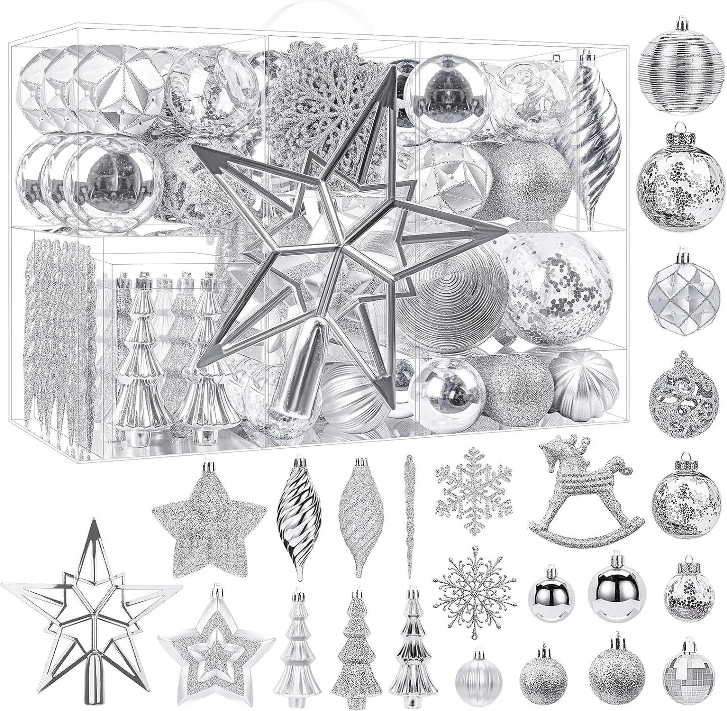 White Christmas 2024 100pcs Christmas Balls Ornaments Set Festoon New Year's Ev image 3