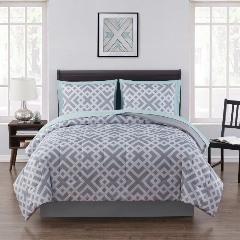 Mainstays Gray Geometric 8 Piece Bed in a Bag Comforter Bedding Set With Sheets image 4